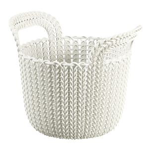 藤栄 ニットラウンドバスケット3L Knit ホワイト ﾆﾂﾄﾗｳﾝﾄﾞﾊﾞｽｹﾂﾄ3ﾎﾜｲﾄ-イメージ1