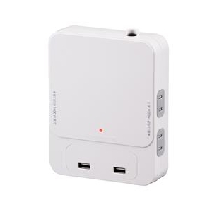 オーム電機 拡張コンセント リビング用 4個口+2USB HS-TU4LV1-W-イメージ1