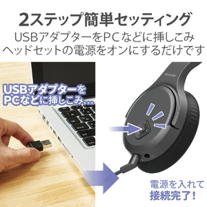 エレコム 2．4GHzワイヤレスステレオヘッドセット ブラック HS-HPW01BK-イメージ4