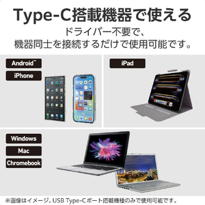 エレコム USB Type-C(TM) - HDMI(R)変換アダプター 1ポート(15cm) ブラック AD-CHDMIQBK3-イメージ6