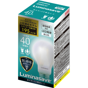 ドウシシャ LED電球 E26口金 全光束564lm(2．9W普通電球全方向タイプ) 昼白色相当 Luminasave LSFA40N-イメージ1