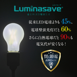 ドウシシャ LED電球 E26口金 全光束563lm(3．0W普通電球全方向タイプ) 電球色相当 Luminasave LSFA40L-イメージ3