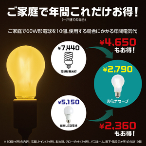 ドウシシャ LED電球 E26口金 全光束563lm(3．0W普通電球全方向タイプ) 電球色相当 Luminasave LSFA40L-イメージ4