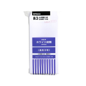 オキナ ホワイト封筒 長3 100枚 100g/m2 FCC2105-WP600-イメージ1