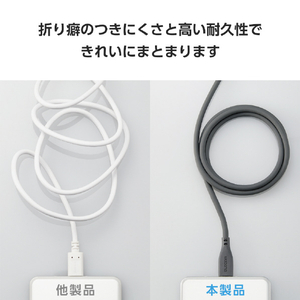 エレコム USB2．0ケーブル(USB Type-C - USB Type-C/100W対応/なめらか)1．0m グレー MPA-CC5PSS10GY-イメージ5