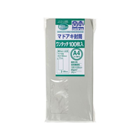 オキナ マドアキ封筒 窓付 長3 グレー ワンタッチ 100枚 FCC2112-WT32GY