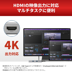 バッファロー USB-Cドッキングステーション 5ポート PD非対応 シルバー LUD-U3-CU301SV-イメージ4