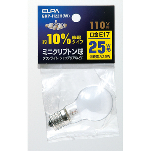 エルパ ミニクリプトン球 E17口金 25W形(22W) 1個入り ホワイト GKPH22HW-イメージ1