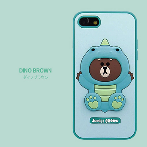 LINE FRIENDS iPhone SE(第3世代)/SE(第2世代)/8/7用SILICON CASE ダイノブラウン KCL-CDB001-イメージ1