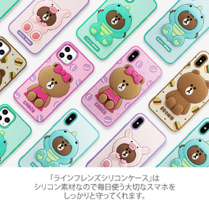 LINE FRIENDS iPhone SE(第3世代)/SE(第2世代)/8/7用SILICON CASE ダイノブラウン KCL-CDB001-イメージ3