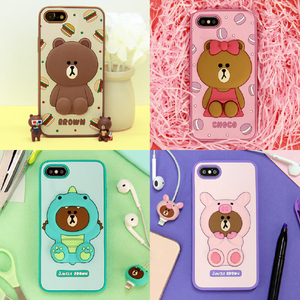 LINE FRIENDS iPhone SE(第3世代)/SE(第2世代)/8/7用SILICON CASE ダイノブラウン KCL-CDB001-イメージ4