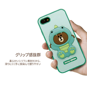 LINE FRIENDS iPhone SE(第3世代)/SE(第2世代)/8/7用SILICON CASE ダイノブラウン KCL-CDB001-イメージ7