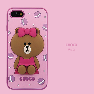 LINE FRIENDS iPhone SE(第3世代)/SE(第2世代)/8/7用SILICON CASE ダイノブラウン KCL-CDB001-イメージ9