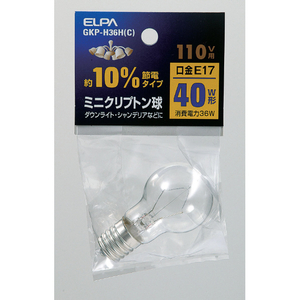 エルパ ミニクリプトン球 E17口金 40W形(36W) 1個入り クリア GKP-H36HC-イメージ1