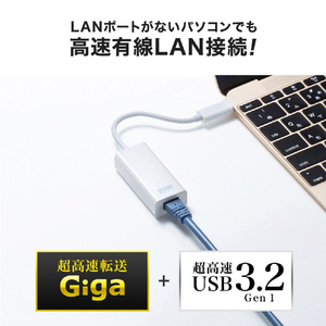 サンワサプライ USB3．2TypeC-LAN変換アダプタ ホワイト USB-CVLAN2WN-イメージ7