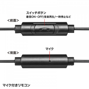 サンワサプライ マイク付ステレオイヤホン ブラック MM-HS709BK-イメージ3