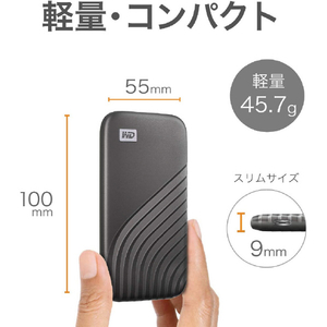 WESTERN DIGITAL 外付けSSD USB-C+USB-A接続(1TB/ポータブル型) My Passport SSD 2020 Hi-Speed ブルー WDBAGF0010BBL-JESN-イメージ3