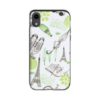 Happymori iPhone XR用背面ケース Card slide French Cafe グリーン HM14476I61