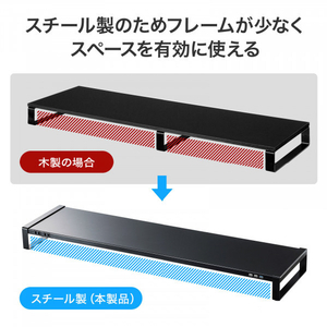 サンワサプライ 電源タップ+USBハブ付き机上ラック(W1000mm) ブラック MR-LC206BKN-イメージ10