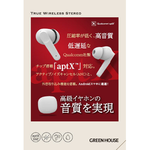 グリーンハウス 完全ワイヤレスイヤフォン ホワイト GH-TWSX-WH-イメージ9