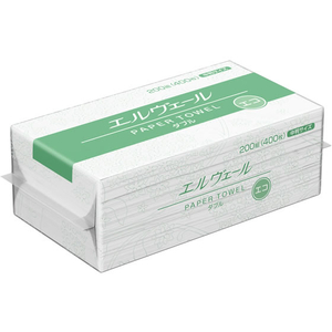 大王製紙 エルヴェール ペーパータオル エコダブル 中判 200組 F180682-141069-イメージ1