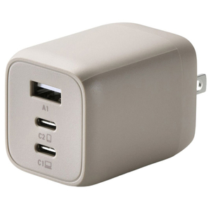 エレコム USB Power Delivery 65W キューブAC充電器(C×2+A×1) &me グレージュ MPA-ACCP4465GB-イメージ1