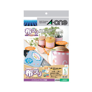 エーワン 布プリ シールタイプ A4判 ノーカット 2シート入り A-ONE.30501-イメージ1