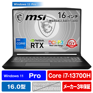 MSI ノートパソコン CreatorPro M16 B13V ブラック CREATORPROM16B13-968JP-イメージ1