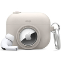 elago AirPodsPro用カラビナ付きシリコンケｰス(AirTag収納可) elago AirPodsPro ストーン EL_APPCSSCSO_ST