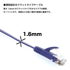 ホーリック LANケーブル UTP カテゴリー6A フラット(3m) パープル LC30-507FB-イメージ4