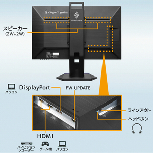 I・Oデータ 24．5型ゲーミングモニター GigaCrysta LCD-GC253U-イメージ3