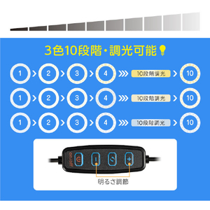 グリーンハウス LEDリングライト 6インチ ブラック GH-CSL48D-BK-イメージ6