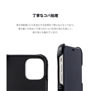 ABBI SIGNATURE iPhone 12/12 Pro用イタリアンレザー クロコバックカバーケース ブラック ABS20513I12P-イメージ12