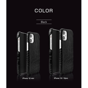 ABBI SIGNATURE iPhone 12/12 Pro用イタリアンレザー クロコバックカバーケース ブラック ABS20513I12P-イメージ14