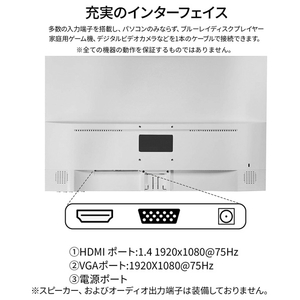 JAPANNEXT 23．8型液晶ディスプレイ ホワイト JN-238I75F-W-イメージ7