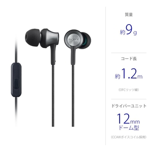 SONY 密閉型インナーイヤーレシーバー ブラック MDR-EX650AP B-イメージ2