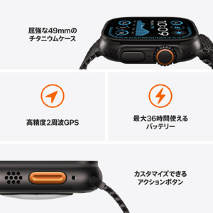 Apple Apple Watch Ultra 2(GPS + Cellularモデル)- 49mm ナチュラルチタニウムケースとネイビーオーシャンバンド MX4D3J/A-イメージ3