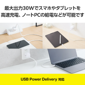 エレコム USB Power Delivery 30W AC充電器(C-Cケーブル付属/1．5m) しろちゃん(ホワイト×ブラック) MPA-ACCP8130WF-イメージ3