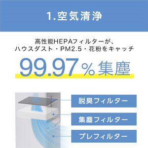 アイリスオーヤマ 加湿空気清浄機 ホワイト KCHA-A55-W-イメージ5