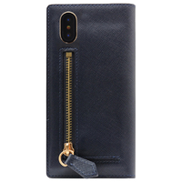 SLG Design iPhone XS/X用ケース Saffiano Zipper Case ネイビー SD10536I8