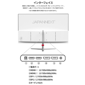 JAPANNEXT 24．5型ゲーミング液晶ディスプレイ ホワイト JN-V245FHDR260-W-イメージ13