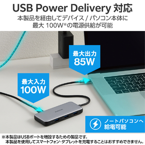 エレコム USB Type-Cデータポート/4K/60Hz対応ドッキングステーション シルバー DST-C26SV-イメージ4