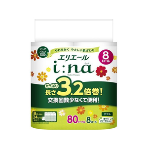 大王製紙 エリエール イーナ トイレットティシュー 3.2倍巻 ダブル 8R*8P FC517SN-142773-イメージ1