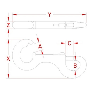 エスコ オープンアイスナップ ステンレス製 166.3mm FCV8463-EA638FR-11-イメージ2