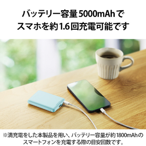 エレコム 薄型コンパクトモバイルバッテリー(5000mAh/2．4A/Cx1+Ax1) ブルー DE-C37-5000BU-イメージ5