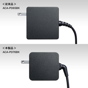 サンワサプライ USB Power Delivery対応AC充電器(PD65W・TypeCケーブル一体型) ACA-PD76BK-イメージ5