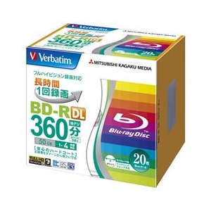 Verbatim 録画用50GB 4倍速 BD-R DL ブルーレイディスク 20枚入り VBR260YP20V1-イメージ1