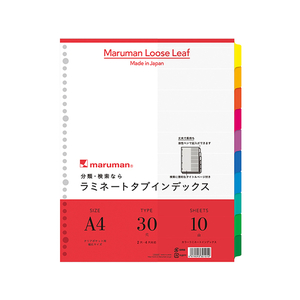 マルマン ラミネートタブインデックス クリアポケット用A4ワイド10山 30穴 1組 F821394-LT3010-イメージ1