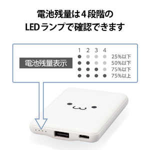 エレコム 薄型コンパクトモバイルバッテリー(5000mAh/2．4A/Cx1+Ax1) ホワイトフェイス DE-C37-5000WF-イメージ7