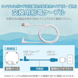 エレコム ペット用自動給水器 交換用USB給電ケーブル(1．5m) ホワイト PET-WD02USB-イメージ2